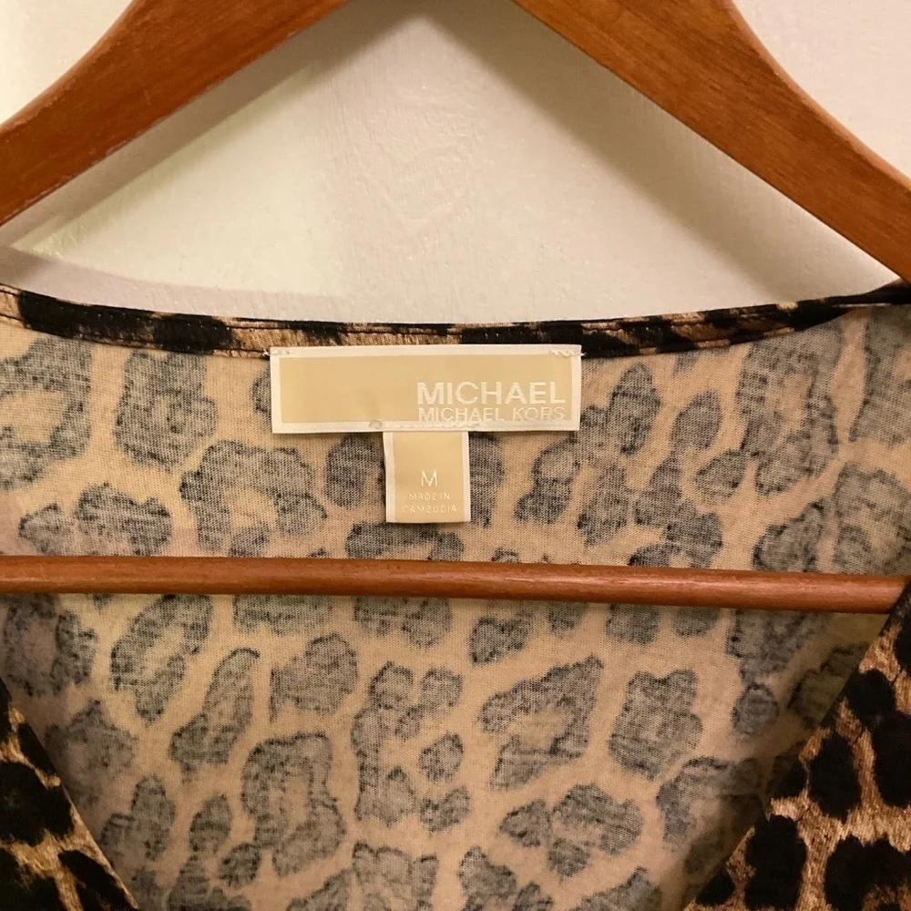 Michael  by Michael Kors stretch knit animal print shirt